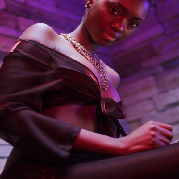 *MOONLIGHT* Shimmer 2 Piece Crop Top w. Pants - Picture 2 of 3